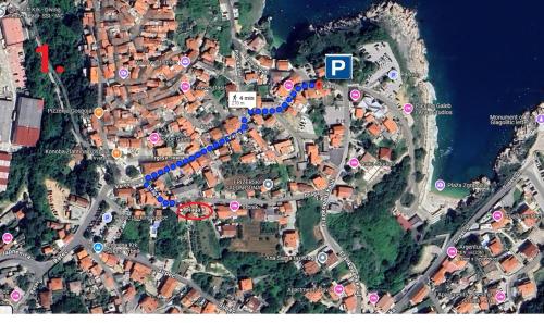 a map of a city with buildings and roads at Greta in Vrbnik