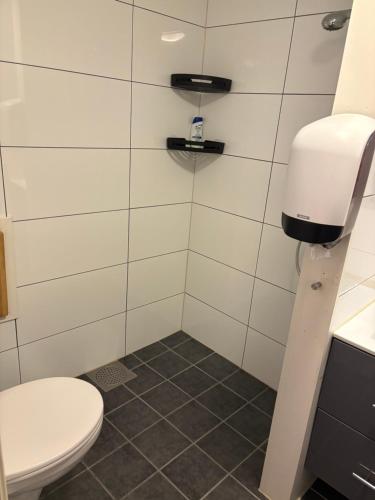 une salle de bains avec toilettes et lavabo dans l'établissement Child friendly basement apartment, à Lii