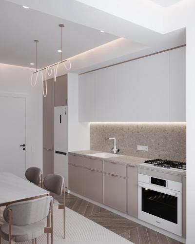 a white kitchen with a sink and a stove at Apartment in Muruntau