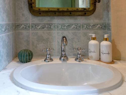a bathroom sink with two bottles of soap at Holiday Home Il Nido by Interhome in Li Valcaggi