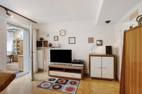 a living room with a television on a table at Ferienwohnung Ihmert in Hemer