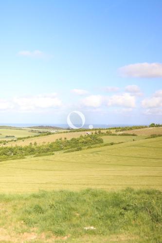 un champ avec de l'herbe verte et un ciel bleu dans l'établissement COC - Villa L'Idéal, à Hervelinghen