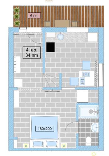 Půdorys ubytování TópART Apartman I