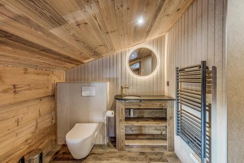 a bathroom with a toilet and a sink at Chalet RIVA ski in-out Plagne Village in La Plagne Tarentaise