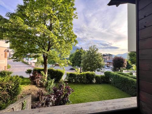 a view from a window of a yard at Apartment 8 Grüner Baum Alpendorf in Alpendorf