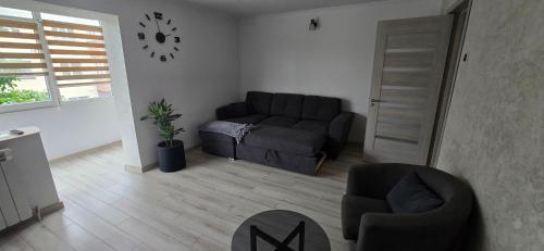 a living room with a couch and a chair at ILONA APARTAMENT 3 camere in Râmnicu Vâlcea
