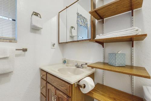 a bathroom with a sink and a mirror at The Garden Haus in Incline Village