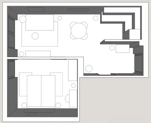 a floor plan of a house with stairs and furniture at Danube Hills in Krems an der Donau