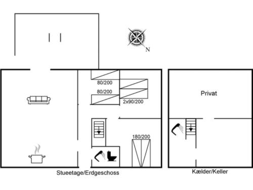 a floor plan of a small house with diagrams at Holiday Home Gise - 2-8km from the sea by Interhome in Humble