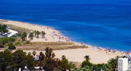 a group of people on a beach near the ocean at Ático in Pego