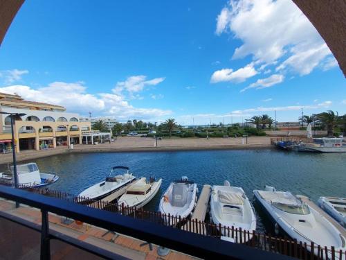 a group of boats are docked in a marina at Charmant 2 pièces, Vue sur Mer - Proche Plage in Sète