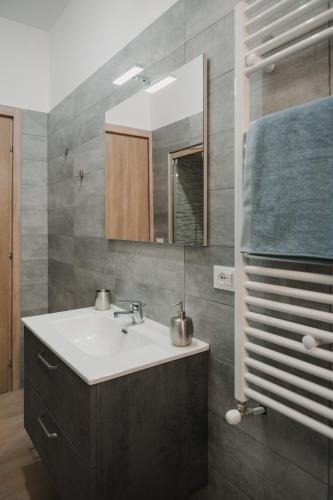 a bathroom with a sink and a mirror at Casa vacanza Ro-Bè in Rocca San Giovanni