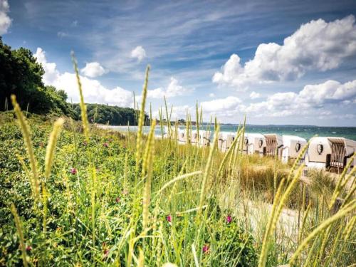 a row of cars parked on the beach at Apartment in Bad Doberan mit Garten in Bad Doberan