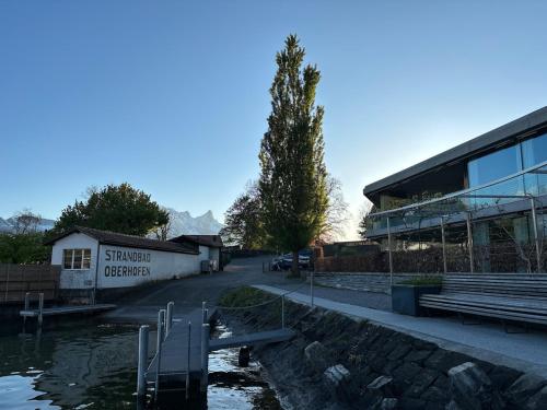 a building next to a river with a building at Dahei am See in Oberhofen am Thunersee