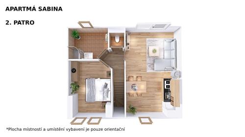 a floor plan of a small apartment at Apartmá Kateřina Velké Losiny in Velké Losiny