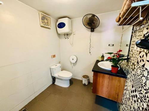 a bathroom with a toilet and a sink at IL Divo Hostel & Spa Hàng Đào in Hanoi