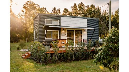 沃洛比The Big Wollombi Wanderer的院子里拖车上的一个小房子