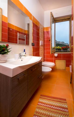 a bathroom with a sink and a toilet at B&B Aria Ona in Villagrande Strisaili