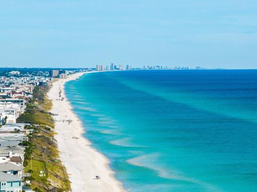 an aerial view of a beach and the ocean at Sans Souci by 30A Escapes in Seacrest