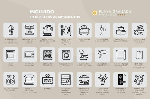a set of line icons about furniture at Playa Granada Apartamentos Moriscos II in Motril