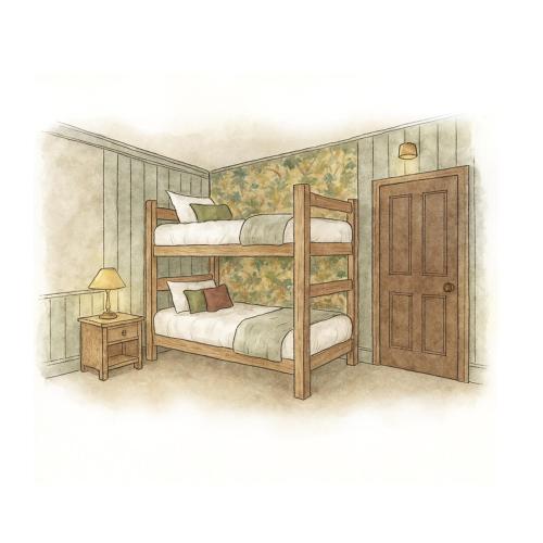 a drawing of a bedroom with bunk beds at The Royal George in Tintern