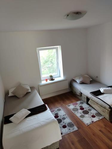 a room with two beds and a window at Tamara in Vrdnik
