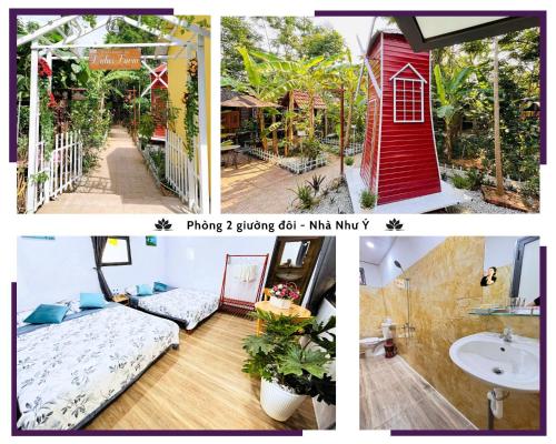 a collage of photos of a house and a room at Hue Lotus Homestay in Hue