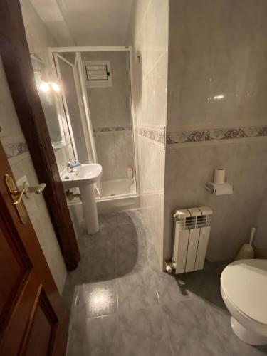 a bathroom with a toilet and a sink at Etxeberria in Zarautz