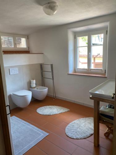 ErlenbachにあるHaus der Behaglichkeitのトイレと洗面台付きのバスルーム
