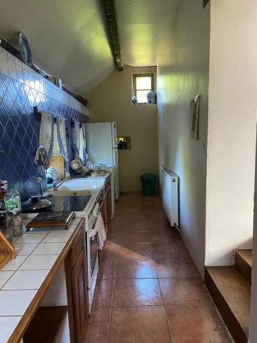 une cuisine avec un évier et un réfrigérateur dans l'établissement Charny les Lindets, à Les Croutheaux