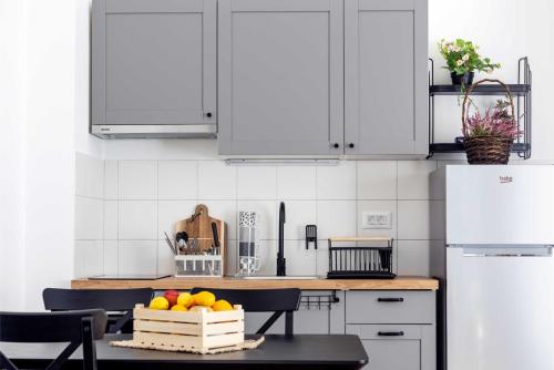 Kuchyň nebo kuchyňský kout v ubytování Apartmani Pobeda