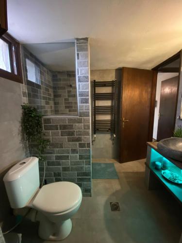 a bathroom with a toilet and a sink at Rizospito in Palaiokhóra