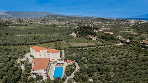 an aerial view of a villa in a vineyard at Hotel Varres in Zakynthos Town