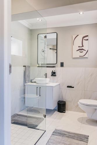a bathroom with a sink and a toilet at Doran Vineyards in Paarl