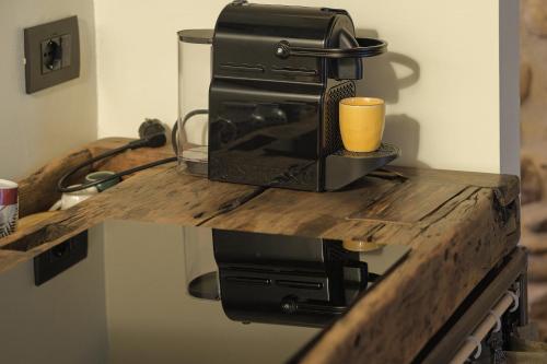 a counter with a toaster oven and a microwave at Casa del Moro in Mercato Saraceno