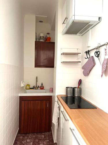 une cuisine avec un évier et un plan de travail dans l'établissement Casa Luz, à Montpellier