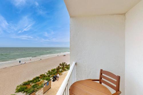 a balcony with a view of the beach at Belleair Beach Club 312 in Clearwater Beach