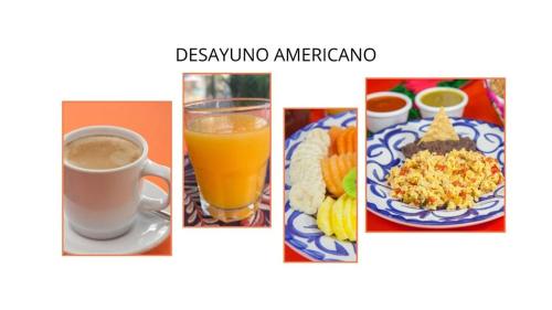 a collage of pictures of food and drinks at Kinbe Hotel Boutique in Playa del Carmen