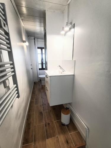 une salle de bain avec un lavabo et des toilettes dans l'établissement Parenthèse Bohème Chic, à Gréoux-les-Bains