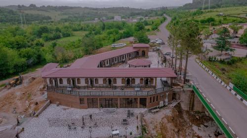 an aerial view of a large building on a hill at Hotel Leoni in Kʼveda Sakʼara
