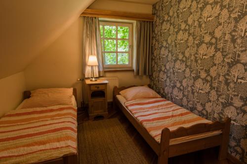 ソルクフィティにあるJandraの窓のある小さな部屋にベッドが2つある