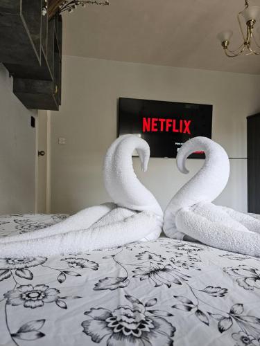 Ένα ή περισσότερα κρεβάτια σε δωμάτιο στο Spacious Double Room Near Heathrow Airport