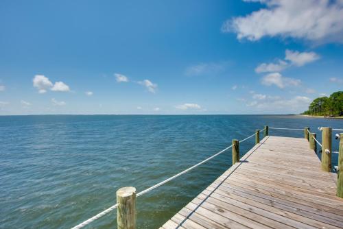 a wooden pier stretches out over the water at Florida Gulf Coast Getaway with Dock and Beach Views in Lanark Village