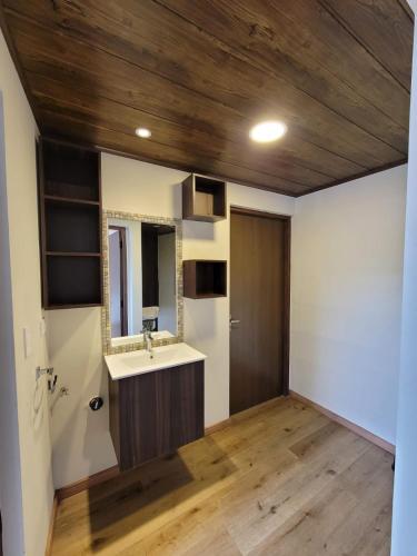un bagno con lavandino e specchio di Beautiful apartment a Sucre