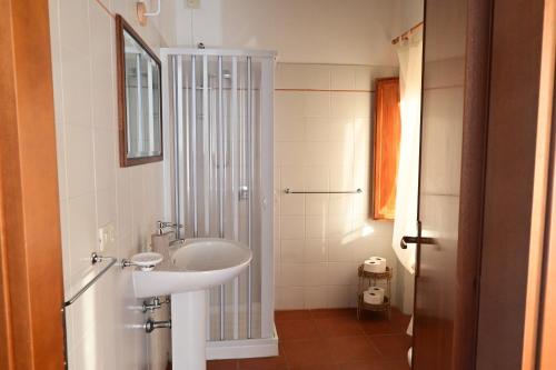 a bathroom with a sink and a shower at Agriturismo Casale Aurora in Castel Ritaldi