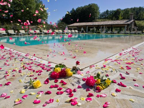 a pool full of flowers on the beach at Le Silve di Armenzano in Assisi
