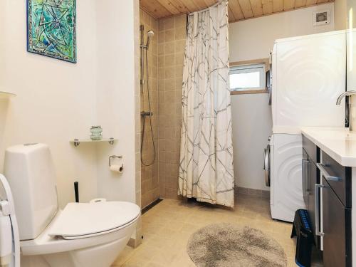 a bathroom with a toilet and a shower at 6 person holiday home in Karrebæksminde-By Traum in Karrebæksminde