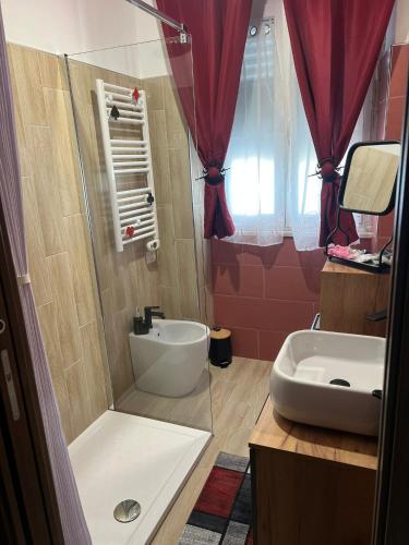a bathroom with a shower and a sink at Casetta 2 in Terracina