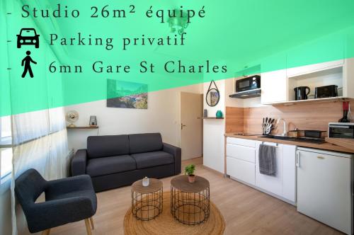 Appartement tout équipé avec parking à 6min à pied de la gare st charles