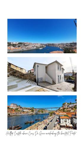 a collage of two pictures of a city and a building at Castelo River View - NEW in Vila Nova de Gaia